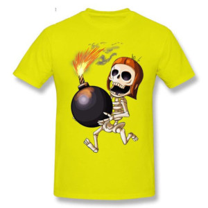 T-Shirt Tête de Mort Squelette Amusant Skull And Bones Couleur Jaune
