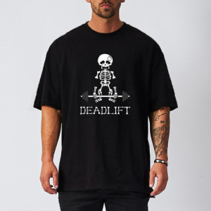 T-Shirt Tête de Mort Squelette Musculation Sportif "DeadLift" Soulever de Terre