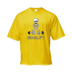 T-Shirt quelette Musculation Sportif Soulever de Terre Couleur Jaune