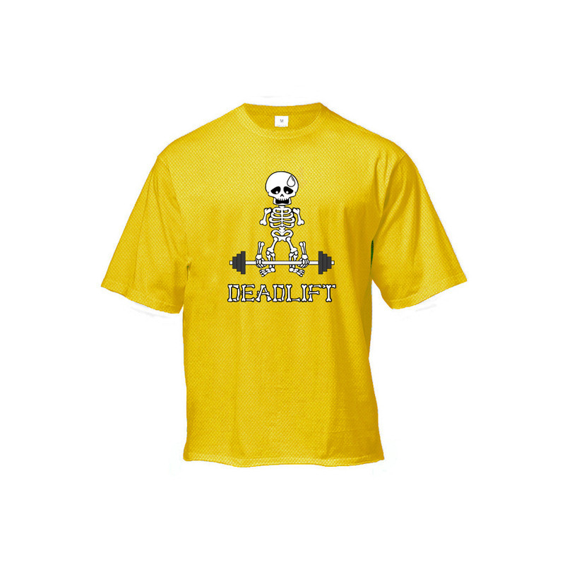 T-Shirt quelette Musculation Sportif Soulever de Terre Couleur Jaune