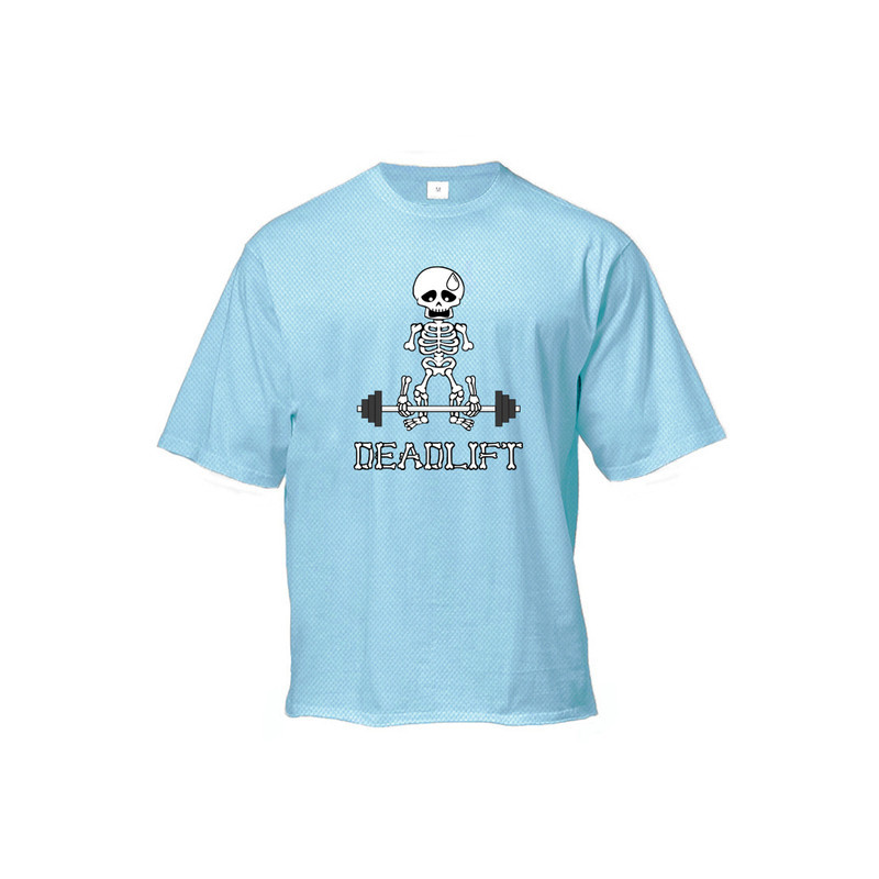 T-Shirt quelette Musculation Sportif Soulever de Terre Couleur Bleu Clair