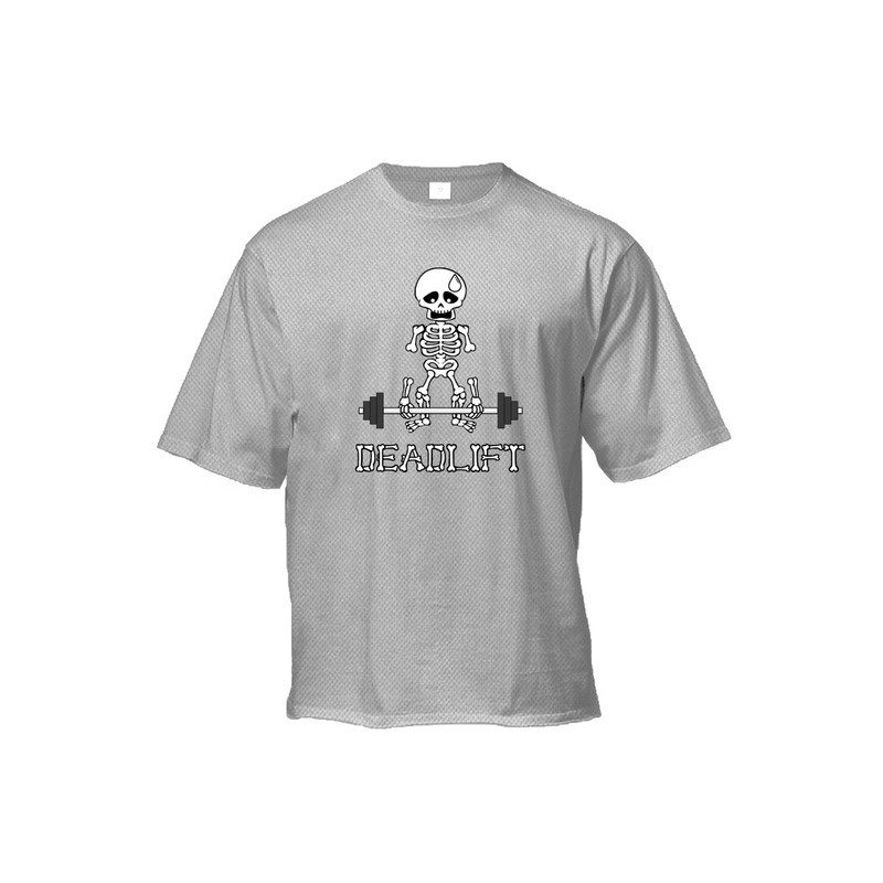 T-Shirt quelette Musculation Sportif Soulever de Terre Couleur Gris