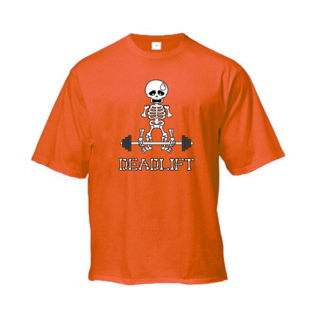 T-Shirt quelette Musculation Sportif Soulever de Terre Couleur Orange