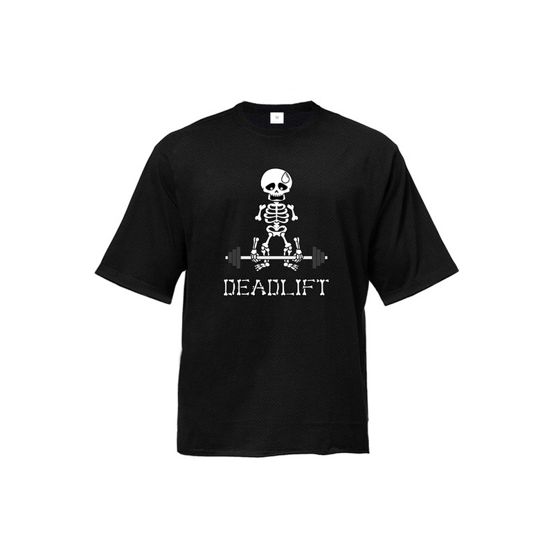 T-Shirt quelette Musculation Sportif Soulever de Terre Couleur Noir