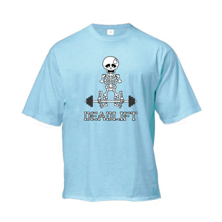 T-Shirt quelette Musculation Sportif Soulever de Terre Couleur Bleu Clair