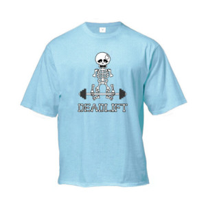 T-Shirt quelette Musculation Sportif Soulever de Terre Couleur Bleu Clair