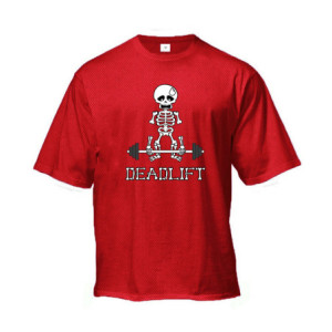 T-Shirt quelette Musculation Sportif Soulever de Terre Couleur Rouge