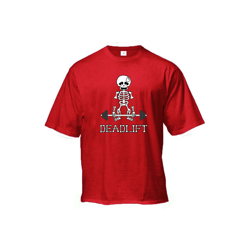 T-Shirt quelette Musculation Sportif Soulever de Terre Couleur Rouge