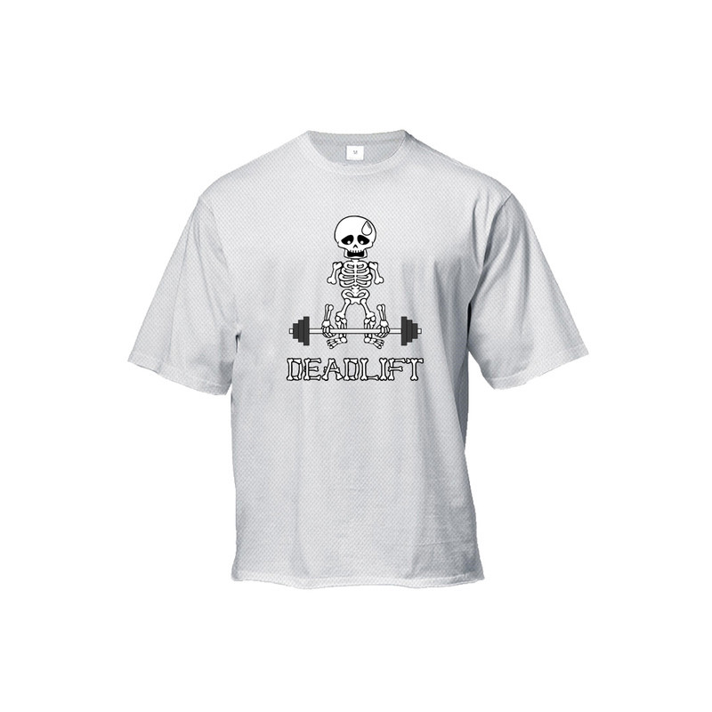 T-Shirt quelette Musculation Sportif Soulever de Terre Couleur Blanc