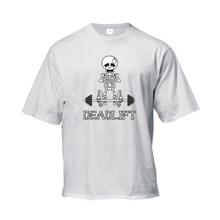T-Shirt quelette Musculation Sportif Soulever de Terre Couleur Blanc