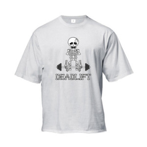 T-Shirt quelette Musculation Sportif Soulever de Terre Couleur Blanc