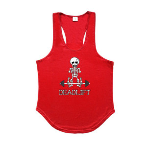 T-Shirt Squelette Marrant Musculation DeadLift Couleur Rouge