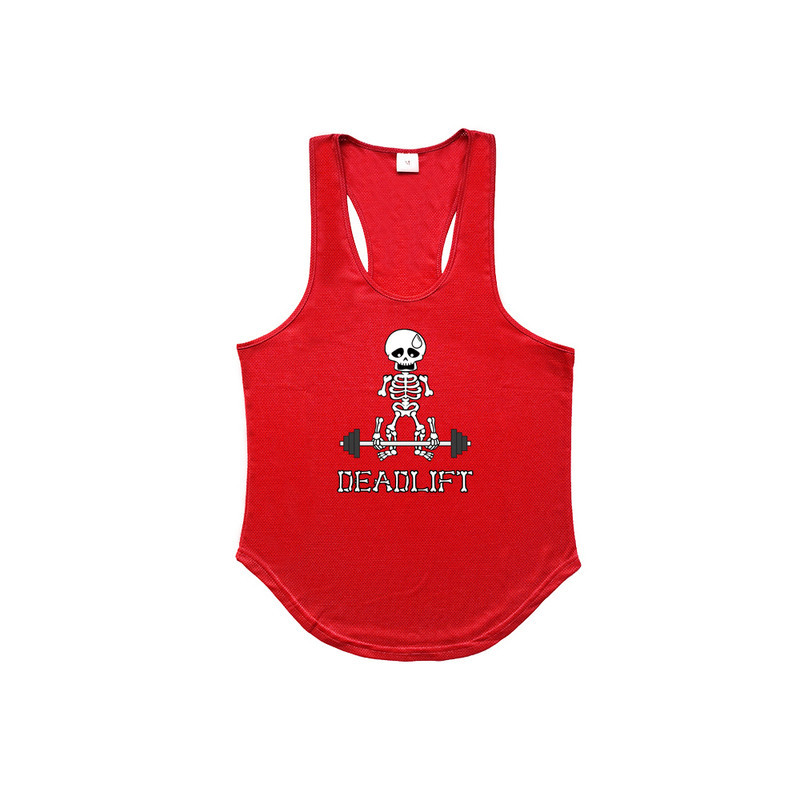 T-Shirt Squelette Marrant Musculation DeadLift Couleur Rouge