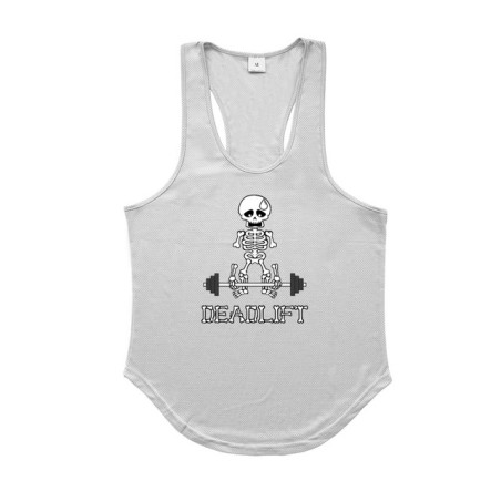 T-Shirt Squelette Marrant Musculation DeadLift Couleur Blanc
