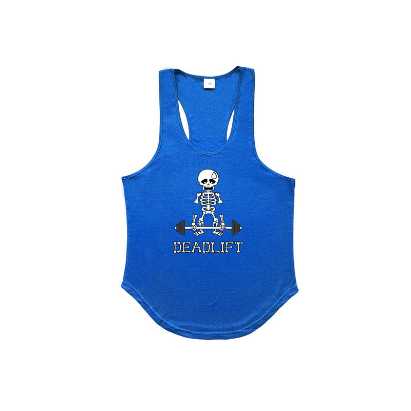 T-Shirt Squelette Marrant Musculation DeadLift Couleur Bleu