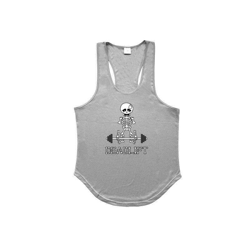 T-Shirt Squelette Marrant Musculation DeadLift Couleur Gris
