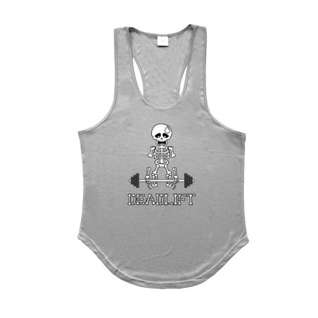 T-Shirt Squelette Marrant Musculation DeadLift Couleur Gris