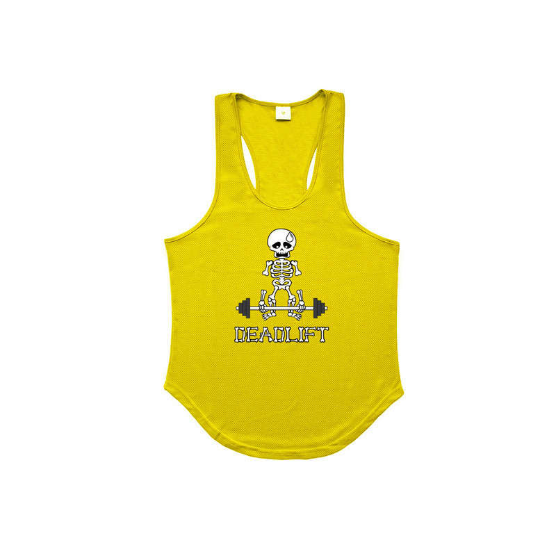 T-Shirt Squelette Marrant Musculation DeadLift Couleur Jaune