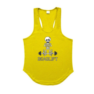 T-Shirt Squelette Marrant Musculation DeadLift Couleur Jaune
