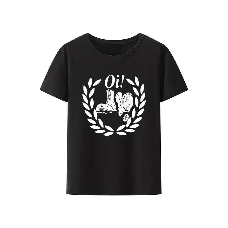 T-shirt 'Esprit Punk' - Oi! avec Lauriers et Bottes Couleur Noir