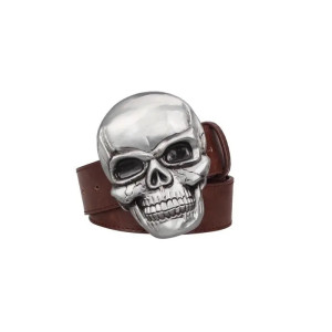 Ceinture Tête de Mort Gros Crâne - couleur marron