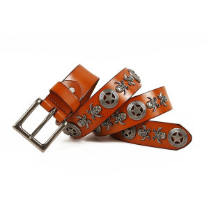 Ceinture Tête de Mort étoiles et Jolly Rogers - couleur orange