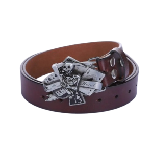 Ceinture Poker Skull – Bluffez avec Style - Couleur Marron