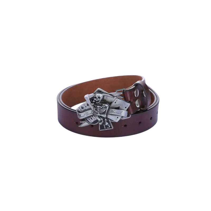 Ceinture Poker Skull – Bluffez avec Style - Couleur Marron