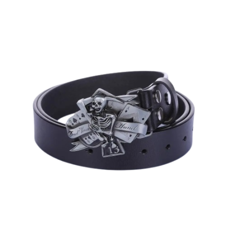 Ceinture Poker Skull – Bluffez avec Style - Couleur Noir
