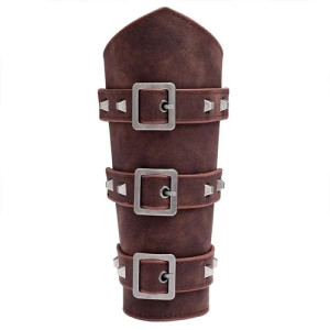 Bracelets de Force en Cuir - Style Gothique et Médiéval Couleur Marron