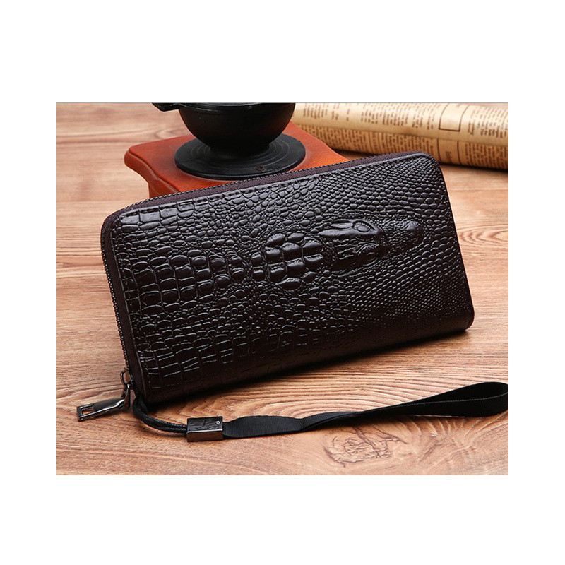 Portefeuille Gothique Motif Crâne Alligator Couleur Marron