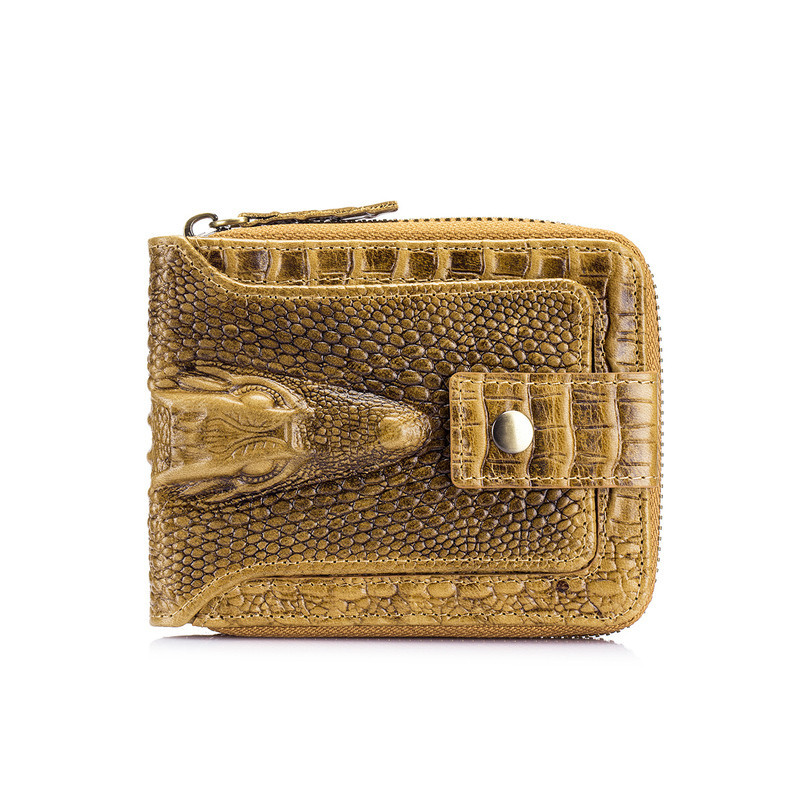 Portefeuille  à Motif en Relief Crocodile Mystique en Cuir Couleur Marron