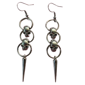 Collier Et Boucles D'oreilles Squelette Halloween - Style Gothique Pirate, Avec Pompons