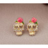 Boucles d'oreilles tête de mort Skull Rose et Strass