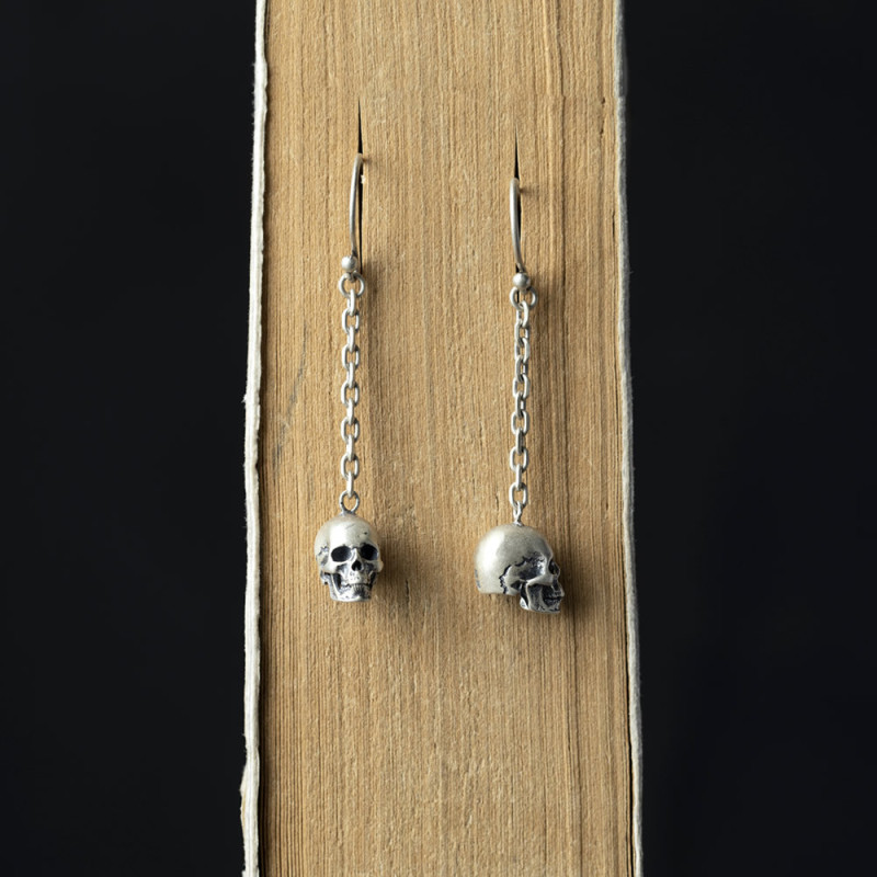 Boucles d'oreilles Pendantes Tête de Mort Vintage