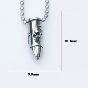 Dimensions Pendentif Collier Balle Tête de Mort en Acier Inoxydable