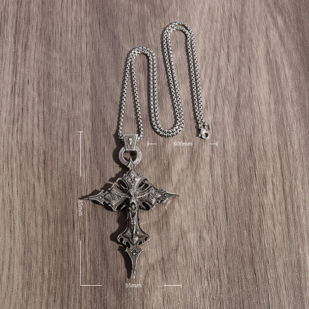Dimensions Pendentif Collier Tête de Mort Gothique "Croix Sombre"