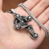 Vue complète Pendentif Collier Tête de Mort Dragon Gothique