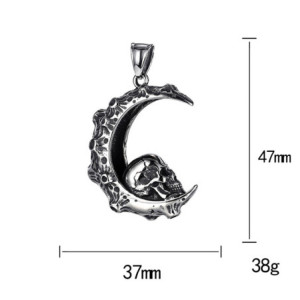 Dimensions Pendentif Collier Tête de Mort Crâne Croissant de Lune