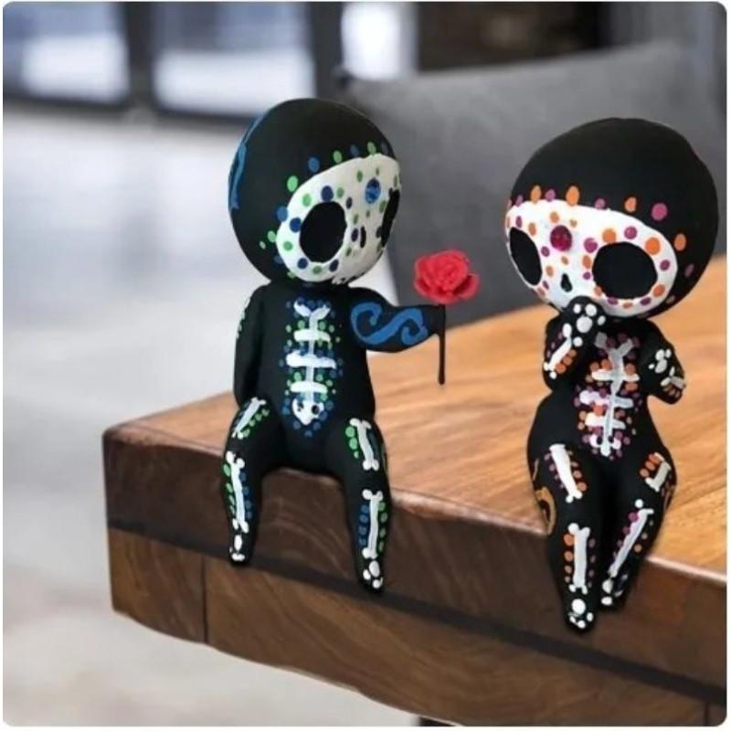 Figurines Squelettes Décoratives Style Dia de los Muertos Modèle 4