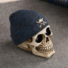 Vue dessus Tête de Mort Résine Marin Pirate avec Bonnet en Tricot Bleu