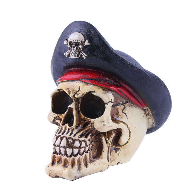 Tête de Mort en Résine Skull Tête Capitain Pirate