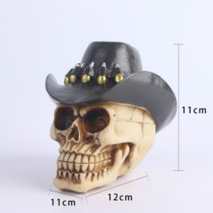 Dimensions Tête de Mort en Résine Skull Cowboy à Balles Dorées