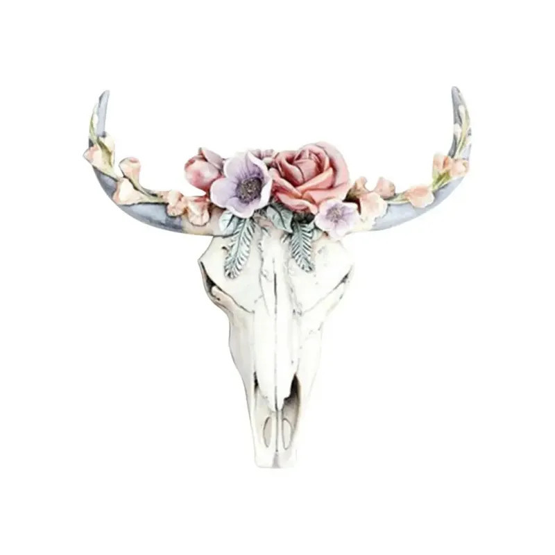 Tête de Mort en Résine Tête de Vache Déco Bohème Modèle 2