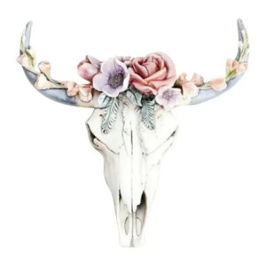 Tête de Mort en Résine Tête de Vache Déco Bohème Modèle 2