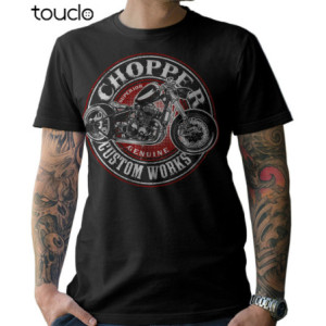 T-Shirt Motard Chopper à Manches Courtes pour Homme Couleur Noir