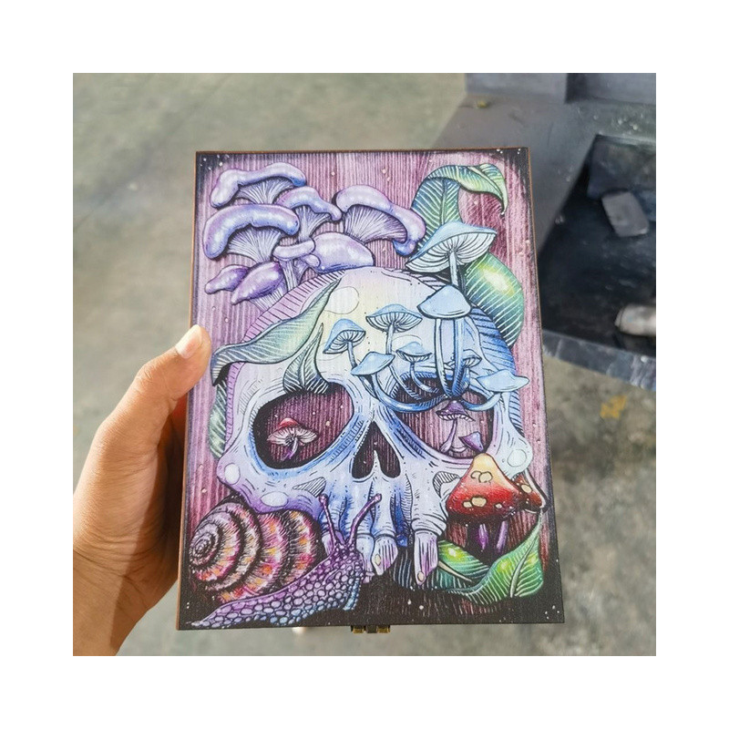 Boîte de rangement à bijoux Skull Psychédélique Tête de Mort en bois - Modèle 2