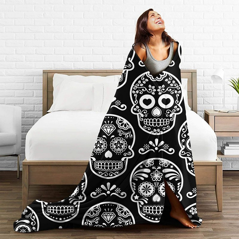 Plaid tête de mort crâne noir Santa Muerteen flanelle portée