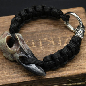 Bracelet Viking Corbeaux d'Odin Hugin et Munin Effet Crâne Corbeau Modèle 4