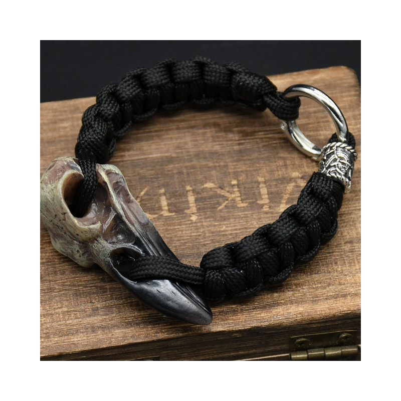 Bracelet Viking Corbeaux d'Odin Hugin et Munin Effet Crâne Corbeau Modèle 4